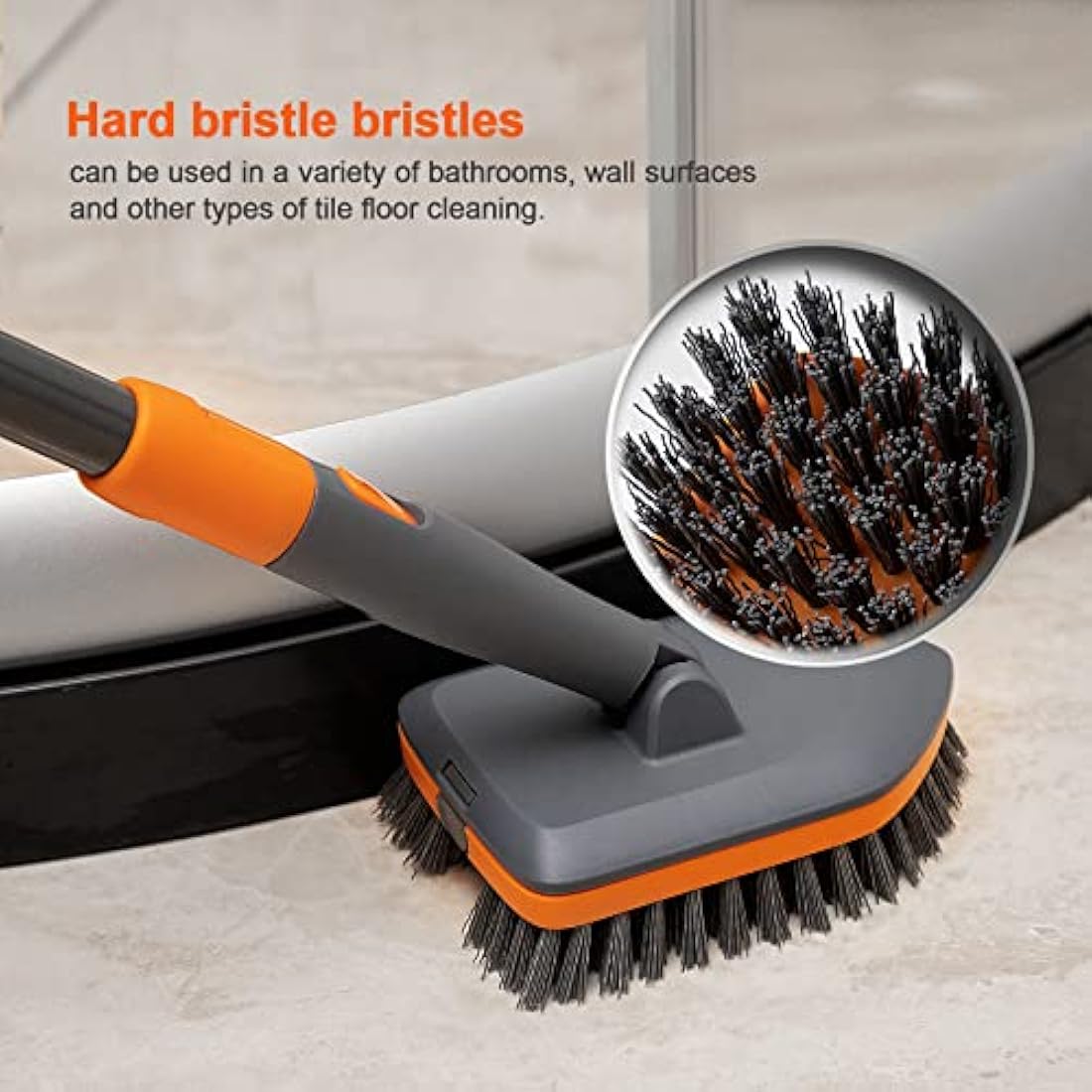 CLEANHOME 4-in-1 Shower Scrubber | Long Handle Tub and Tile Cleaning Brush
