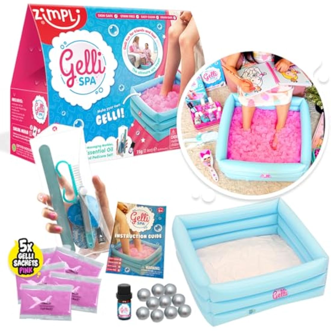 Zimpli Kids Gelli Spa – 5 Use Children's Pedicure and Sensory Play Set