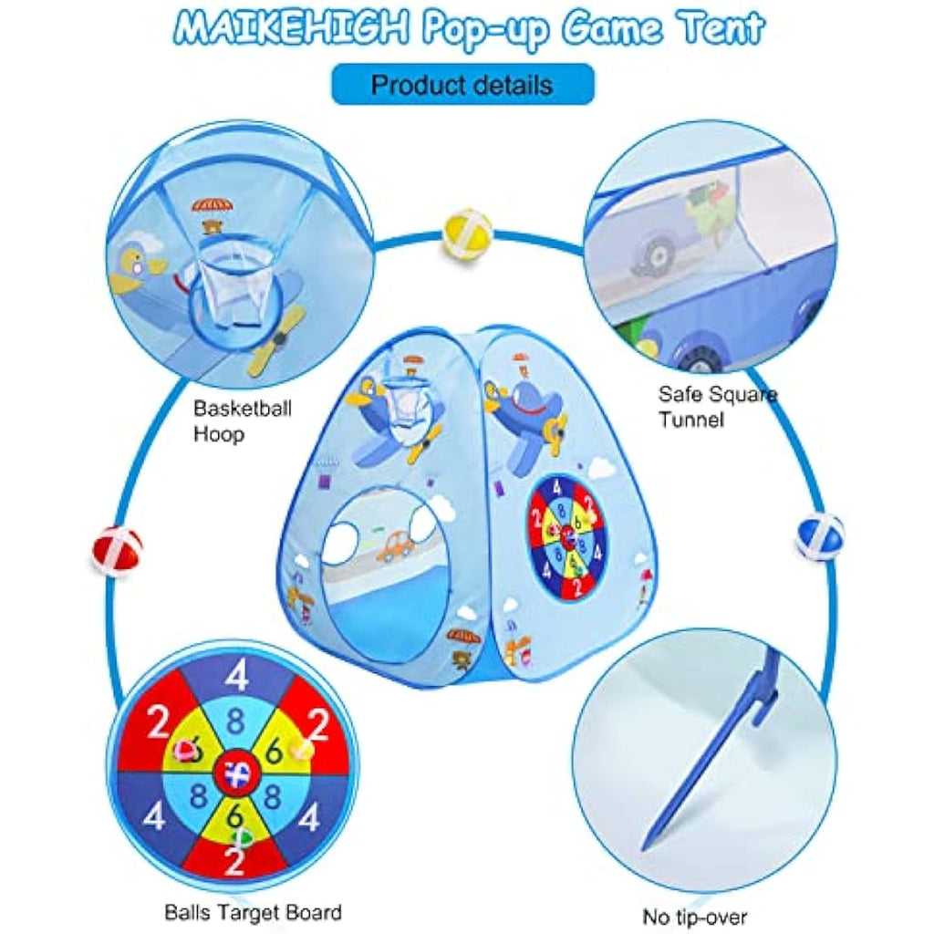 MAIKEHIGH 3-in-1 Kids Play Tent and Tunnel | Pop Up Ball Pit Playhouse