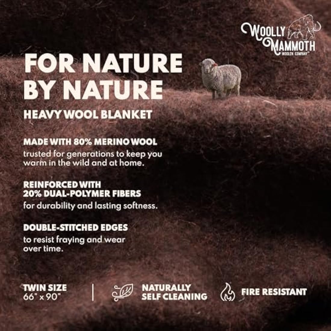 Merino Wool Blanket – 66" x 90" Heavyweight Outdoor Camp Throw