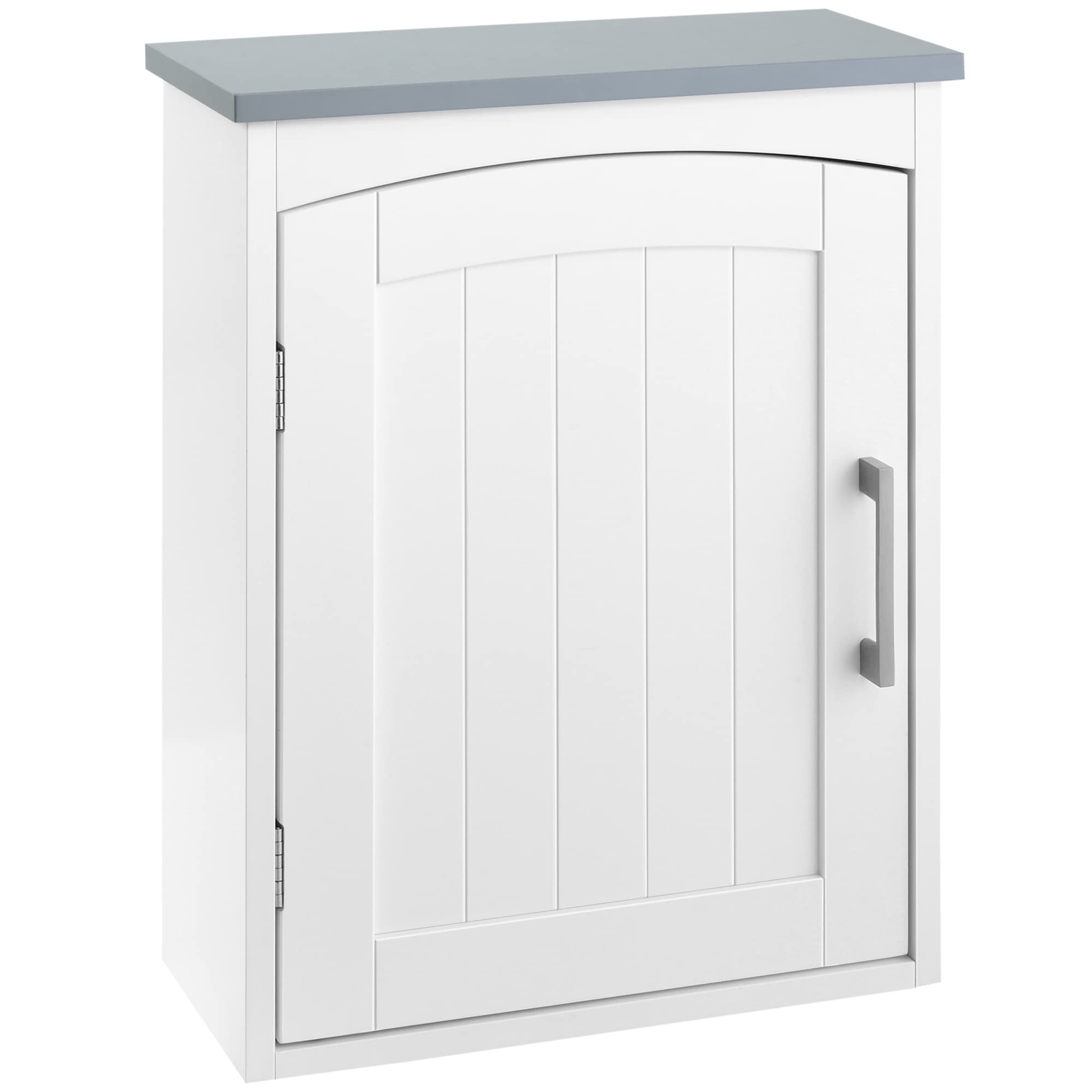 kleankin Wall Mounted Bathroom Cabinet – Arched Door Storage in Light Grey