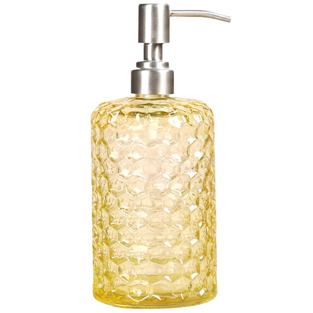 YunNasi Glass Soap Dispenser with Stainless Steel Pump - Yellow