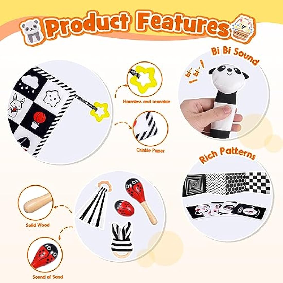 Black and White Sensory Toys – Montessori Baby Gift Set