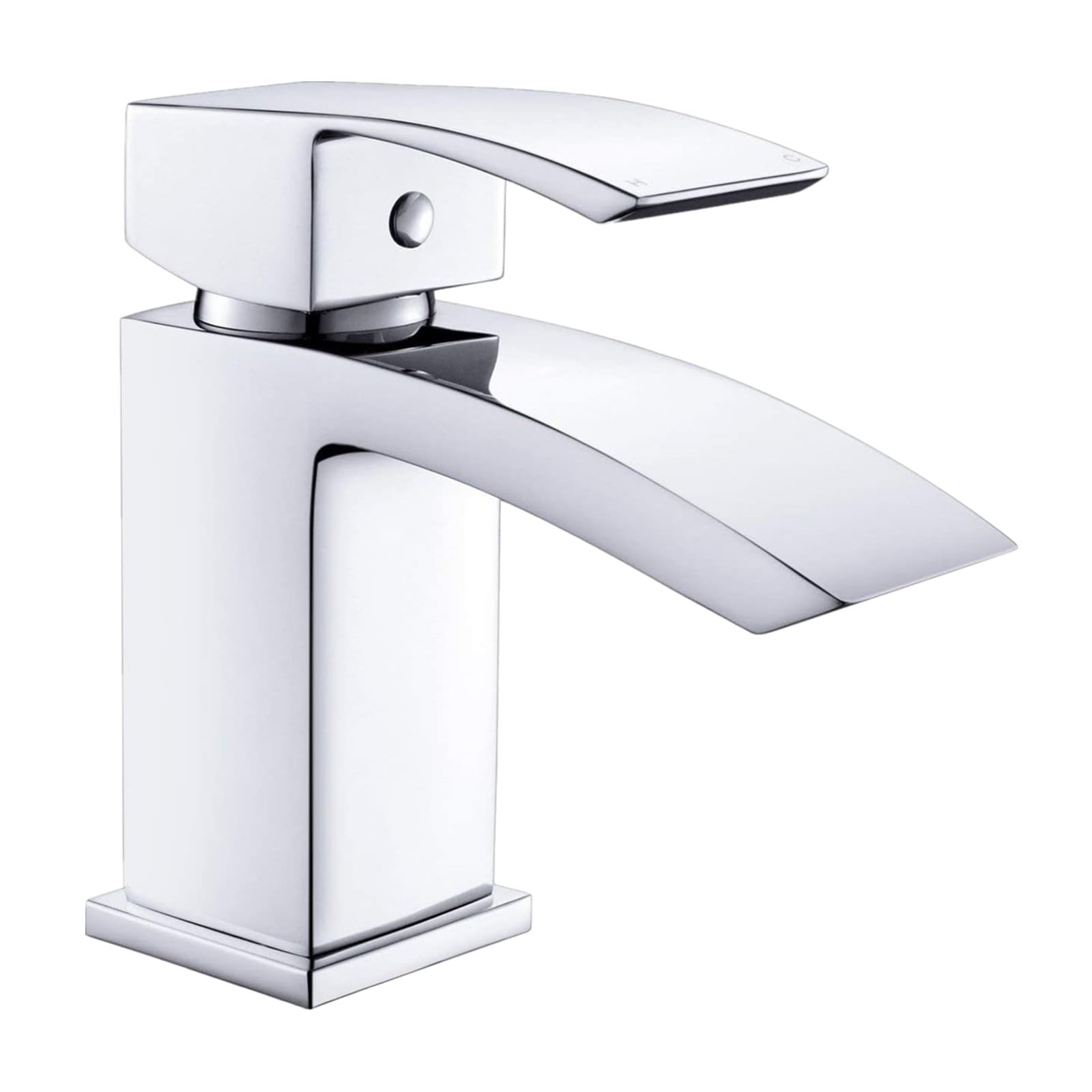 Waterfall Basin Mixer Tap | Square Chrome Brass Sink Faucet