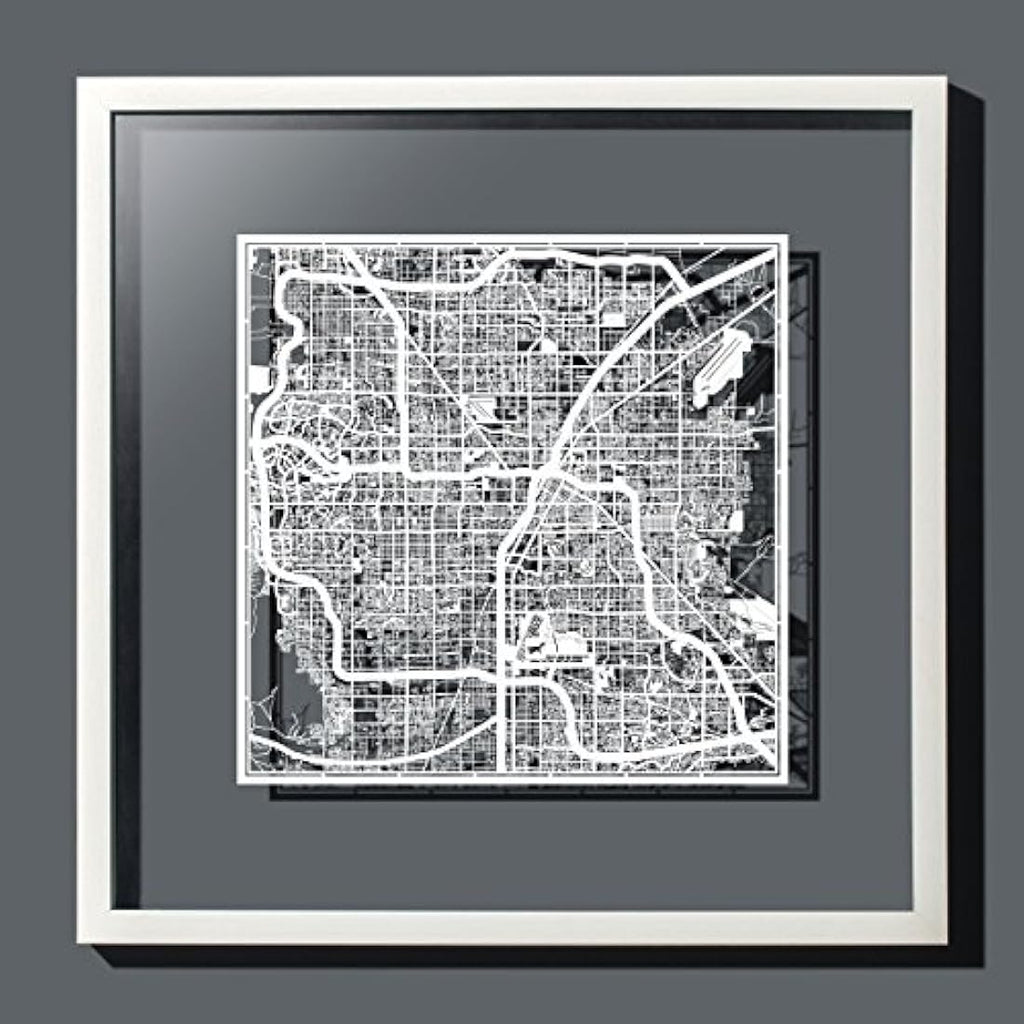 Las Vegas Paper Cut Map - 12x12 White Laser Cut Wall Art