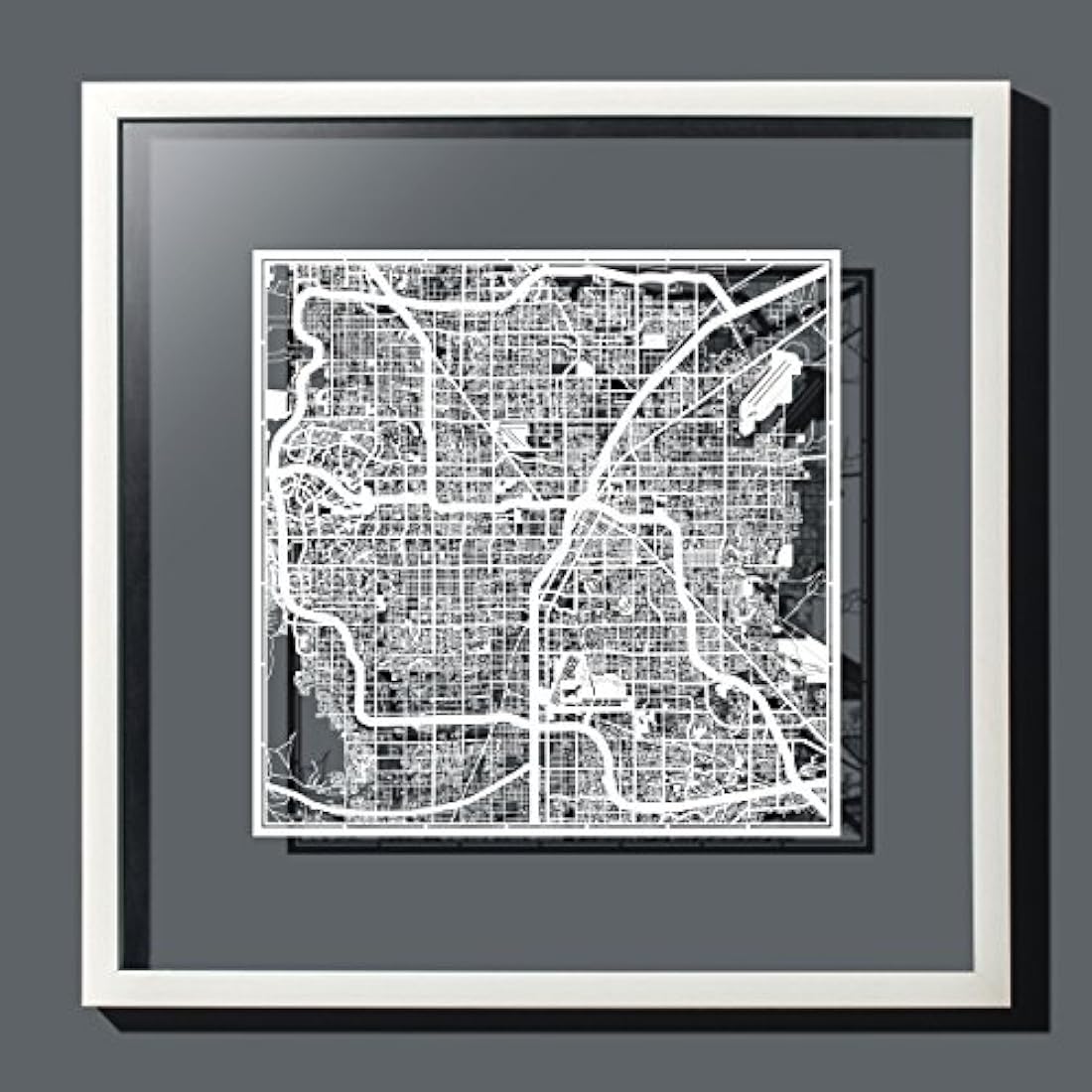 Las Vegas Paper Cut Map - 12x12 White Laser Cut Wall Art