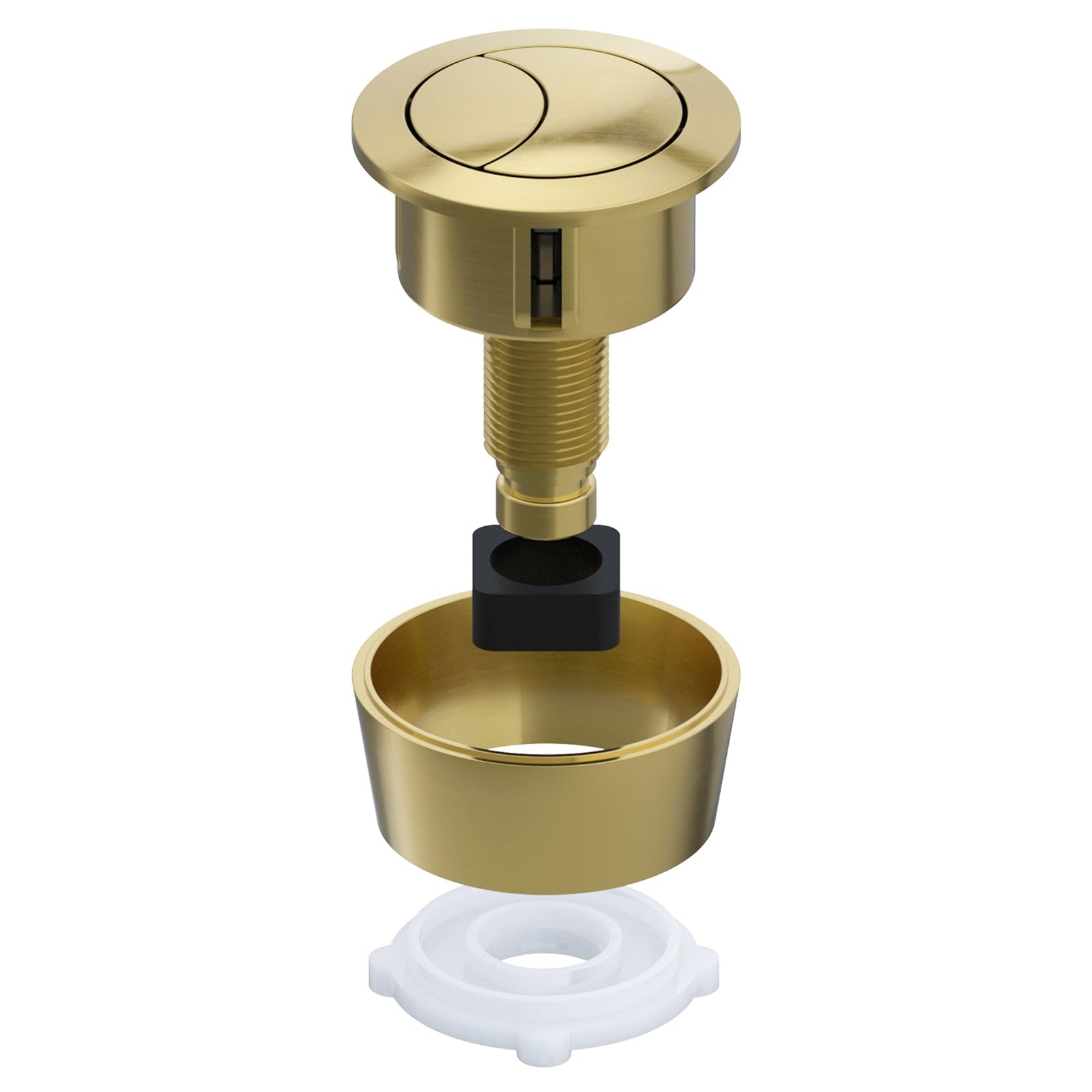 SPARES2GO Universal Dual Flush Toilet Push Button Kit - Brushed Brass