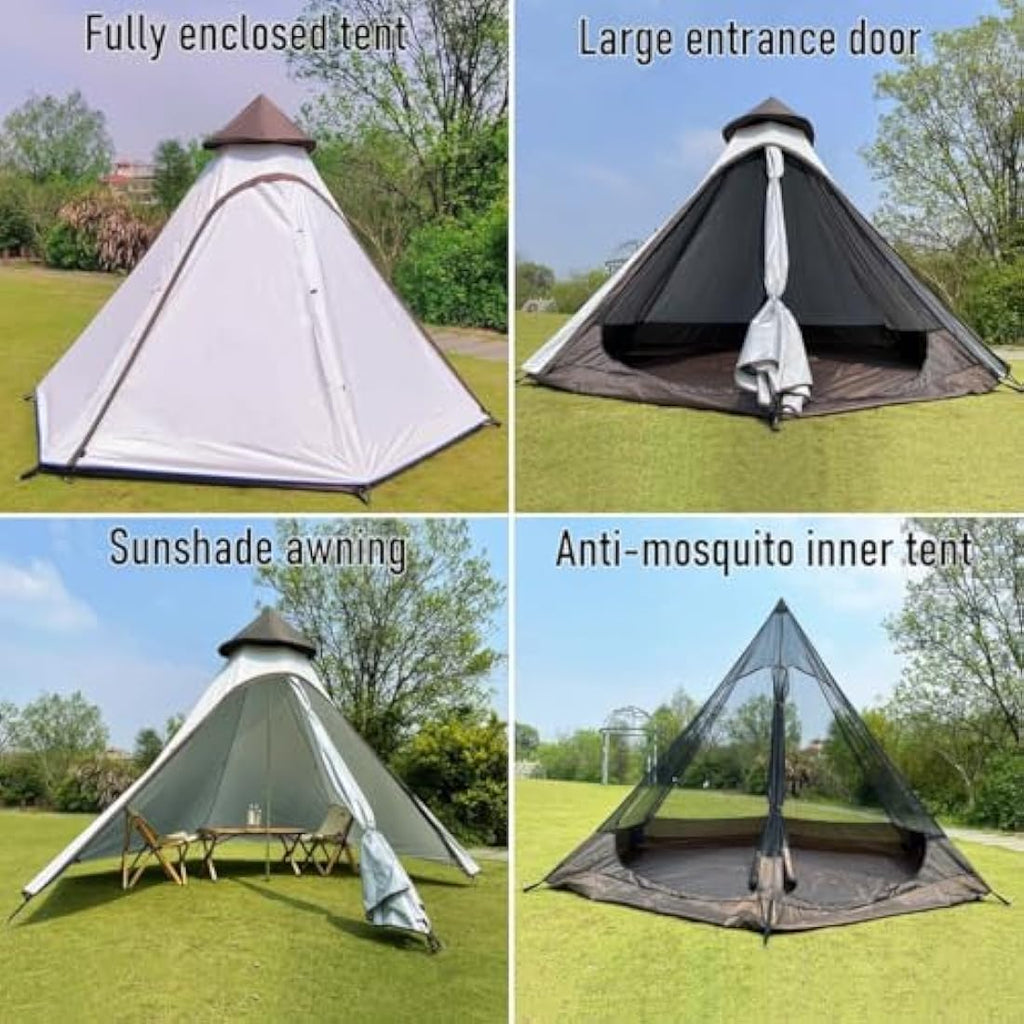 Waterproof Tipi Tent – 3 Person Double Layer Camping Yurt