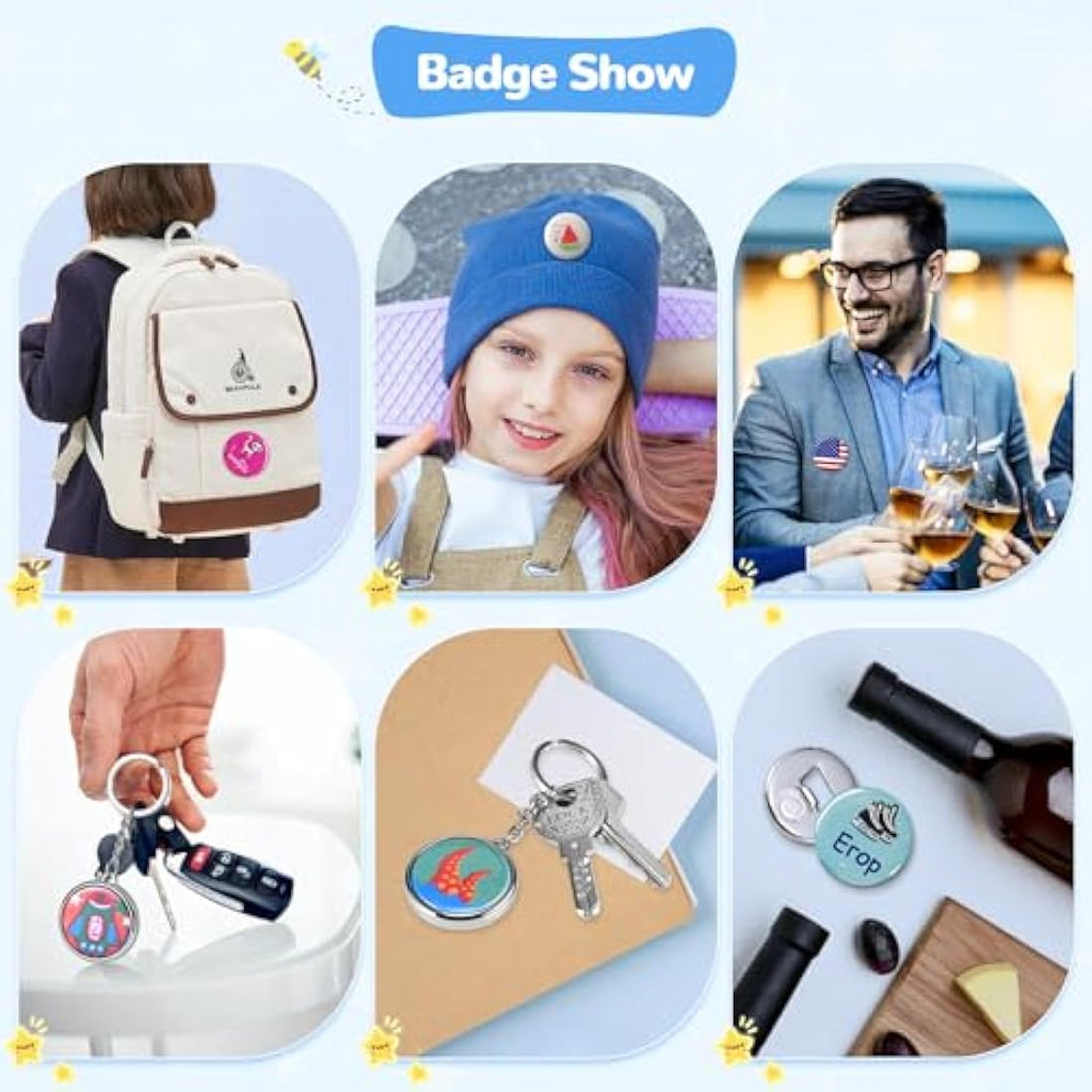 DOYFAY Button Maker Machine - 3-in-1 DIY Badge Press Kit with 3 Molds