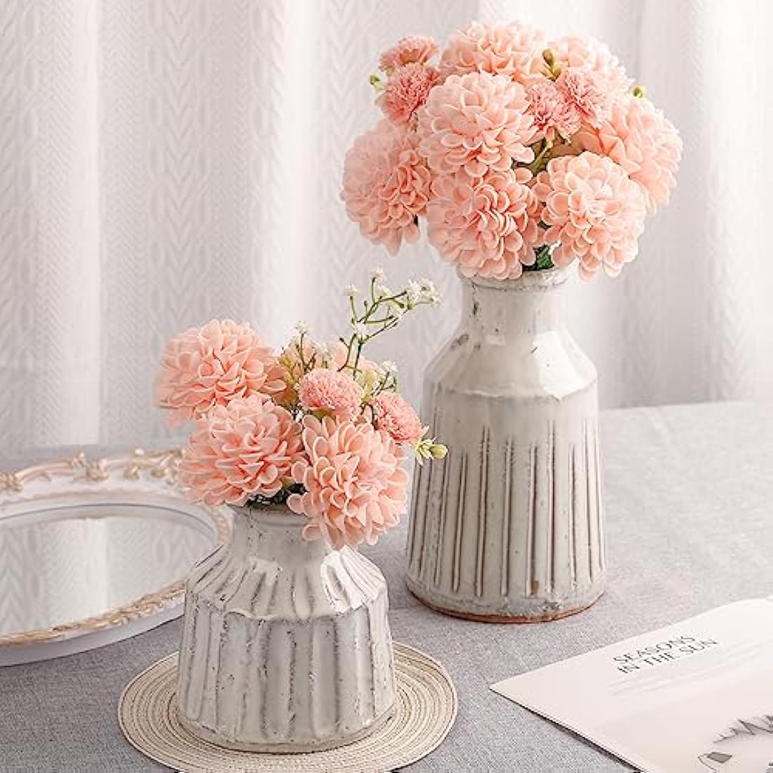 N&T NIETING Pink Foam Dahlia Flowers – 20pcs Artificial DIY Wedding Decor