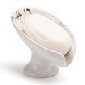 Jolof Store Ceramic Leaf Soap Dish – Self-Draining Marble Pattern Holder