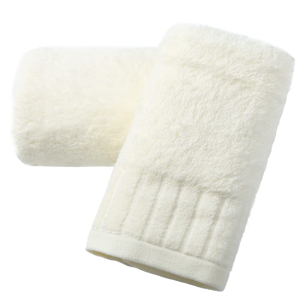 Cotton Hand Towels – Set of 2 Striped Beige Terry, 13x29"