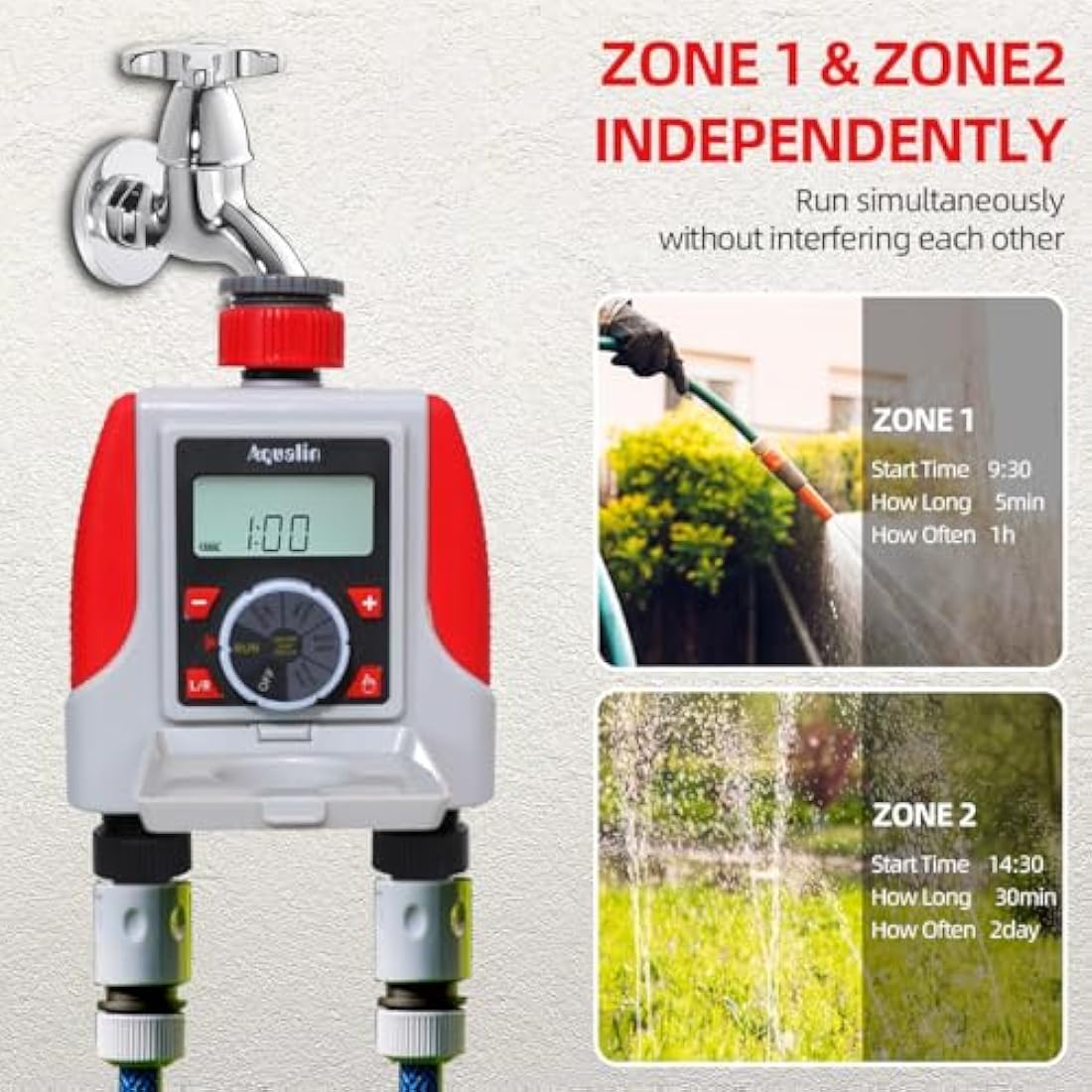 Aqualin Dual Outlet Water Sprinkler Timer – IP54 Waterproof Garden Controller