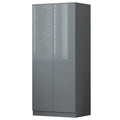 FWStyle Scandinavian 2 Door Wardrobe – Grey Gloss Handleless Storage