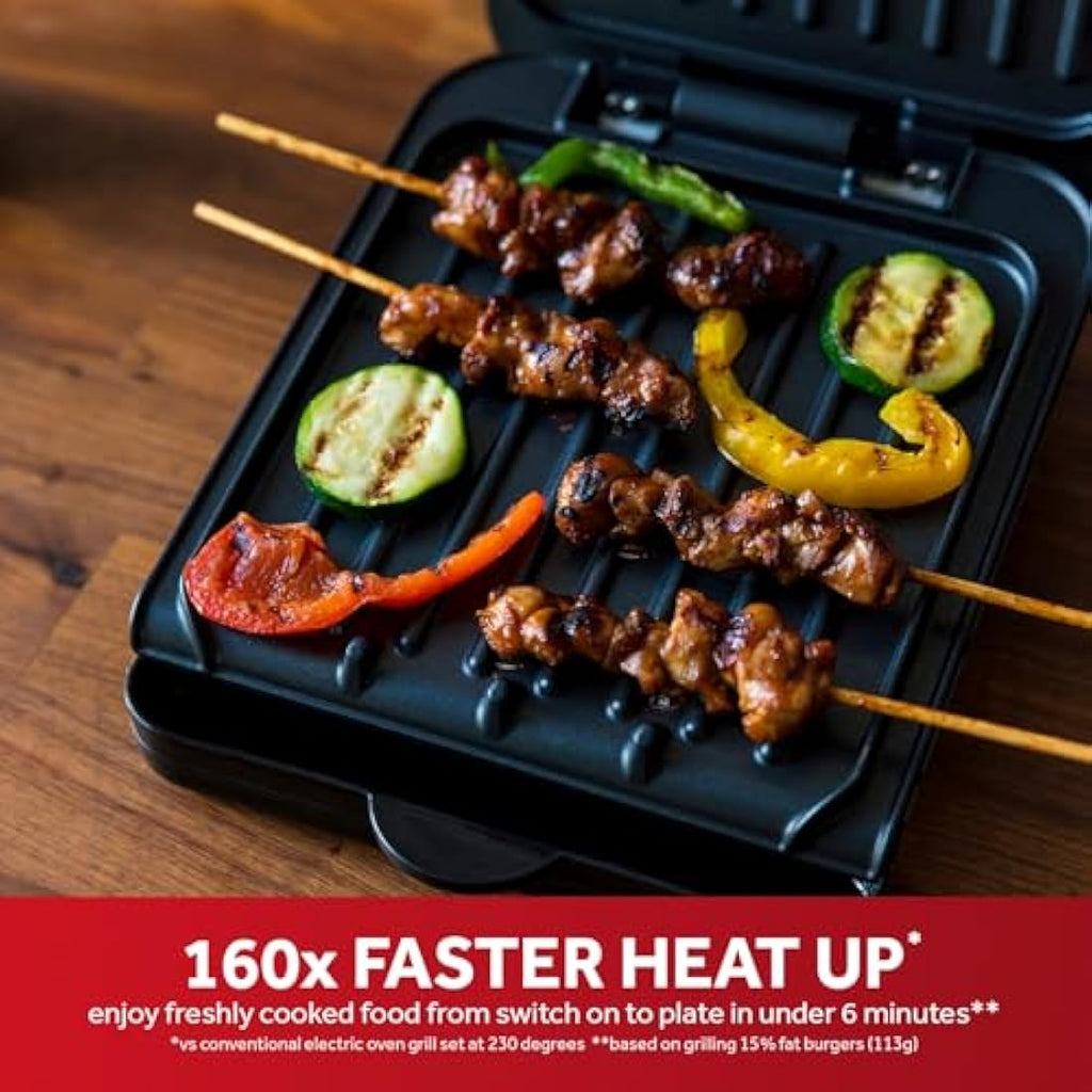 George Foreman Small Electric Fit Grill | Non-Stick Panini Press, Black