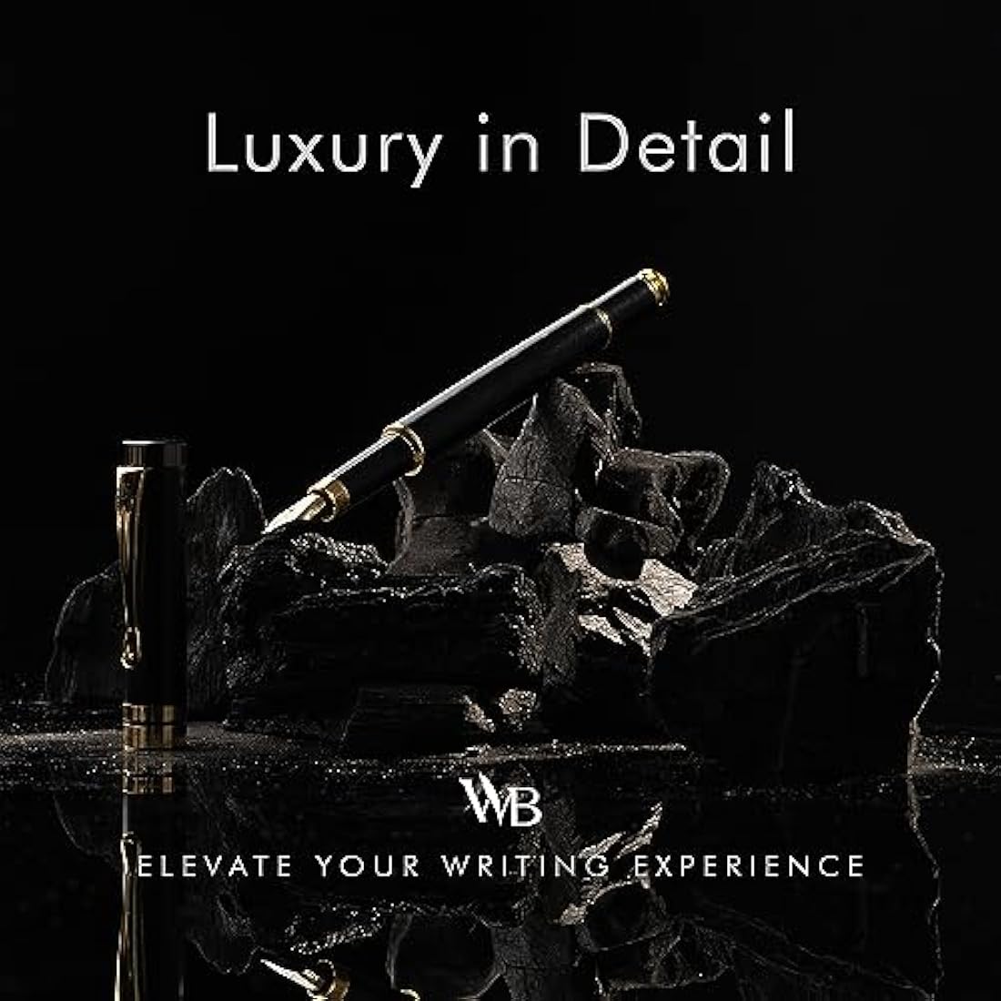 Luxury Bamboo Fountain Pen Set – Extra Fine Nib Black Wood