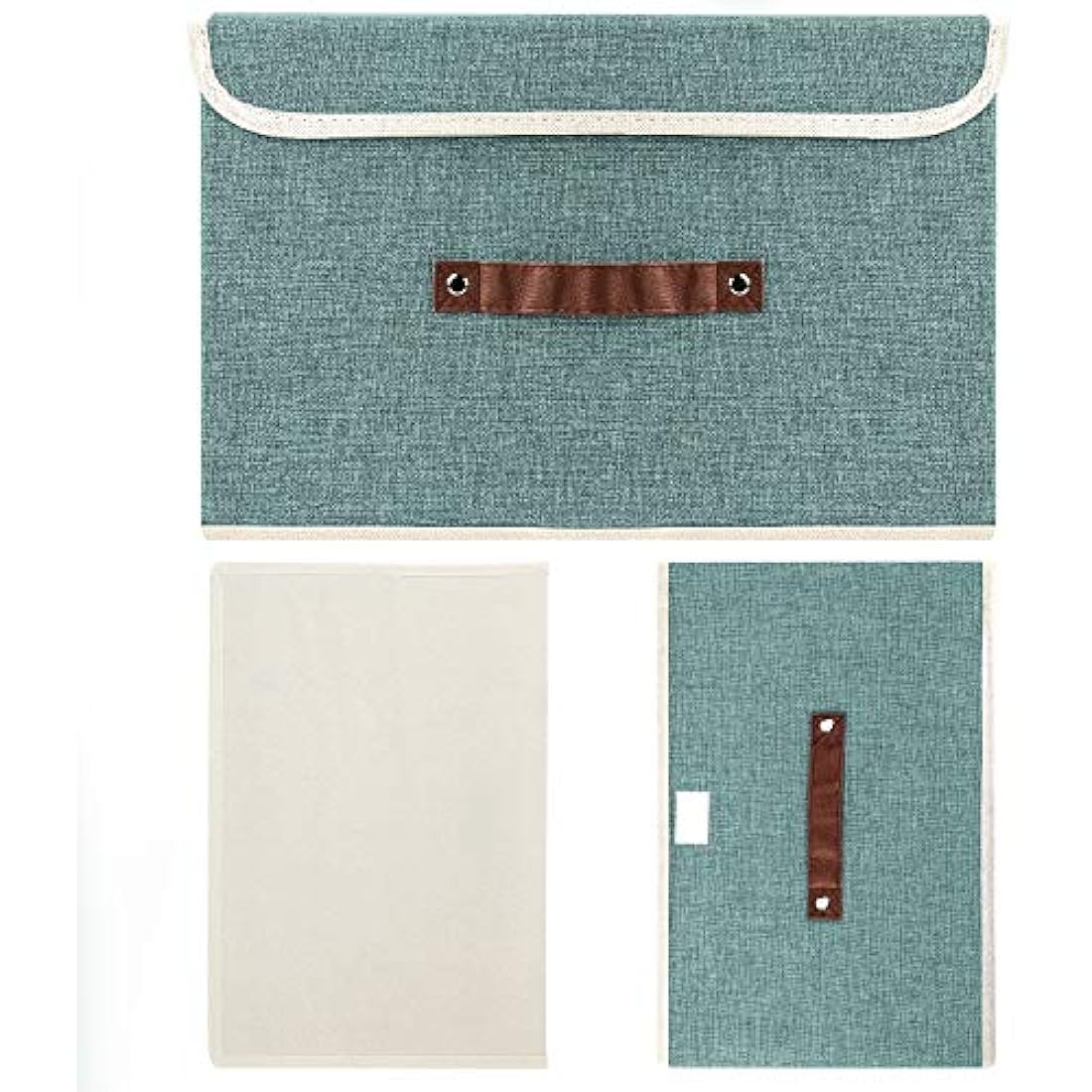 Jolof Store Fabric Collapsible Storage Boxes with Lids, Set of 3, Aqua