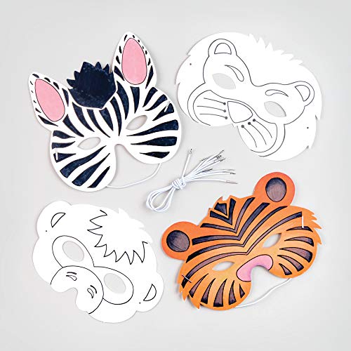 Baker Ross Animal Colour-In Masks for Kids - DIY Party Supplies (8 Pack)