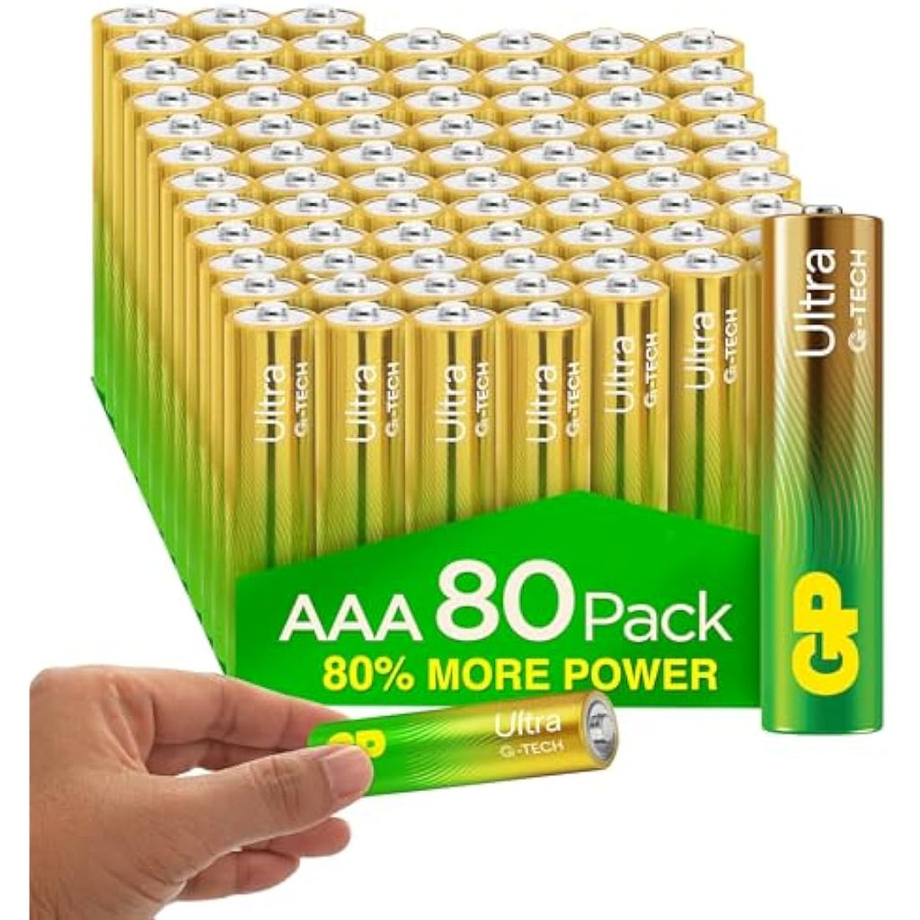GP Ultra Alkaline AAA Batteries – 80 Pack Long Lasting 1.5V Bulk Box