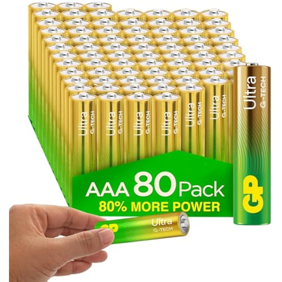 GP Ultra Alkaline AAA Batteries – 80 Pack Long Lasting 1.5V Bulk Box