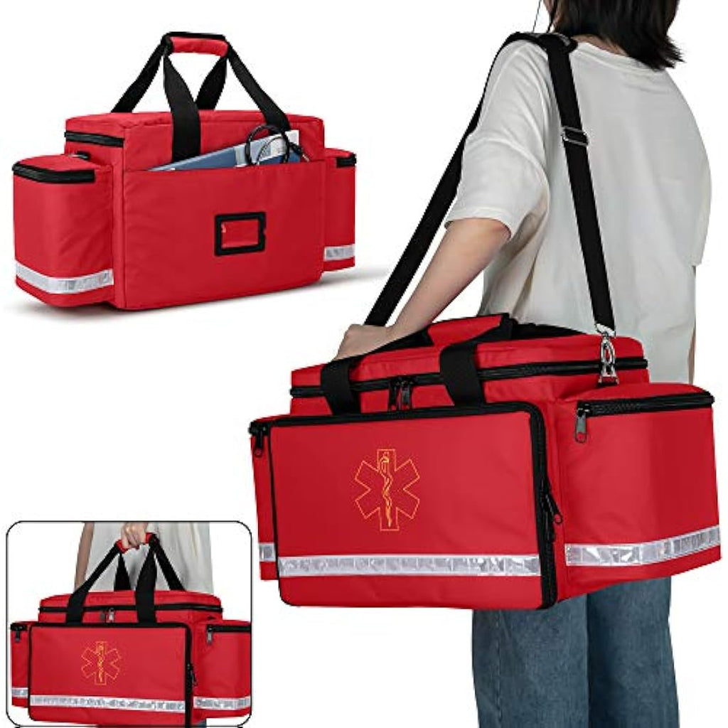 Trunab Large Emergency Trauma Bag – Professional EMT Medical Bag, Red