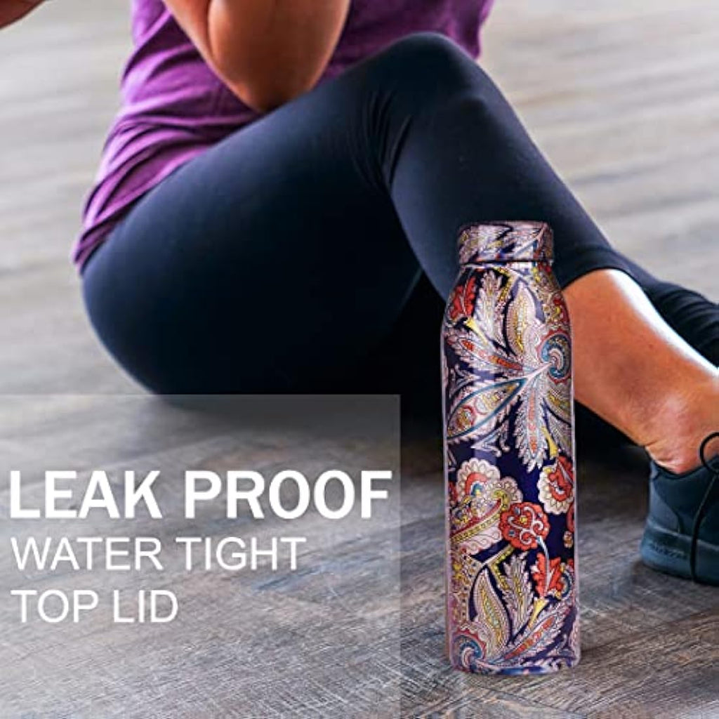 Copper Water Bottle 1L - 3 Pack Plain, Hammered & Printed