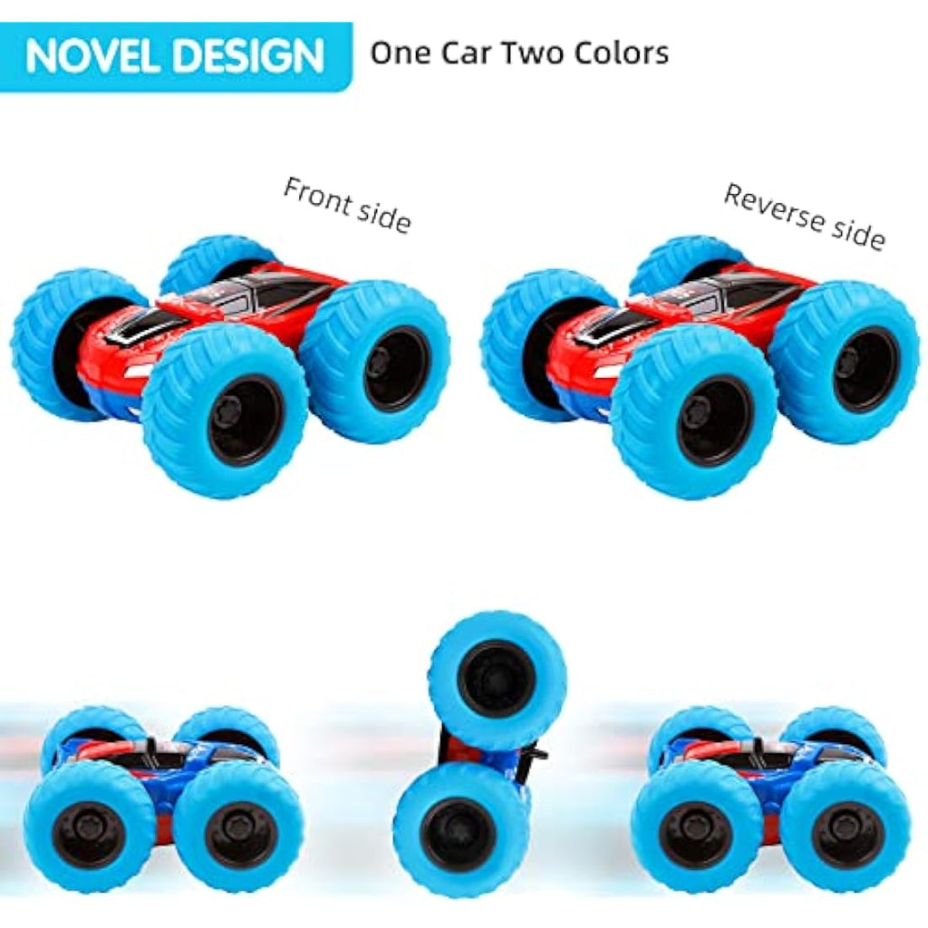 m zimoon Double-Sided Monster Truck Pull Back Cars - Friction Powered 4 Pack