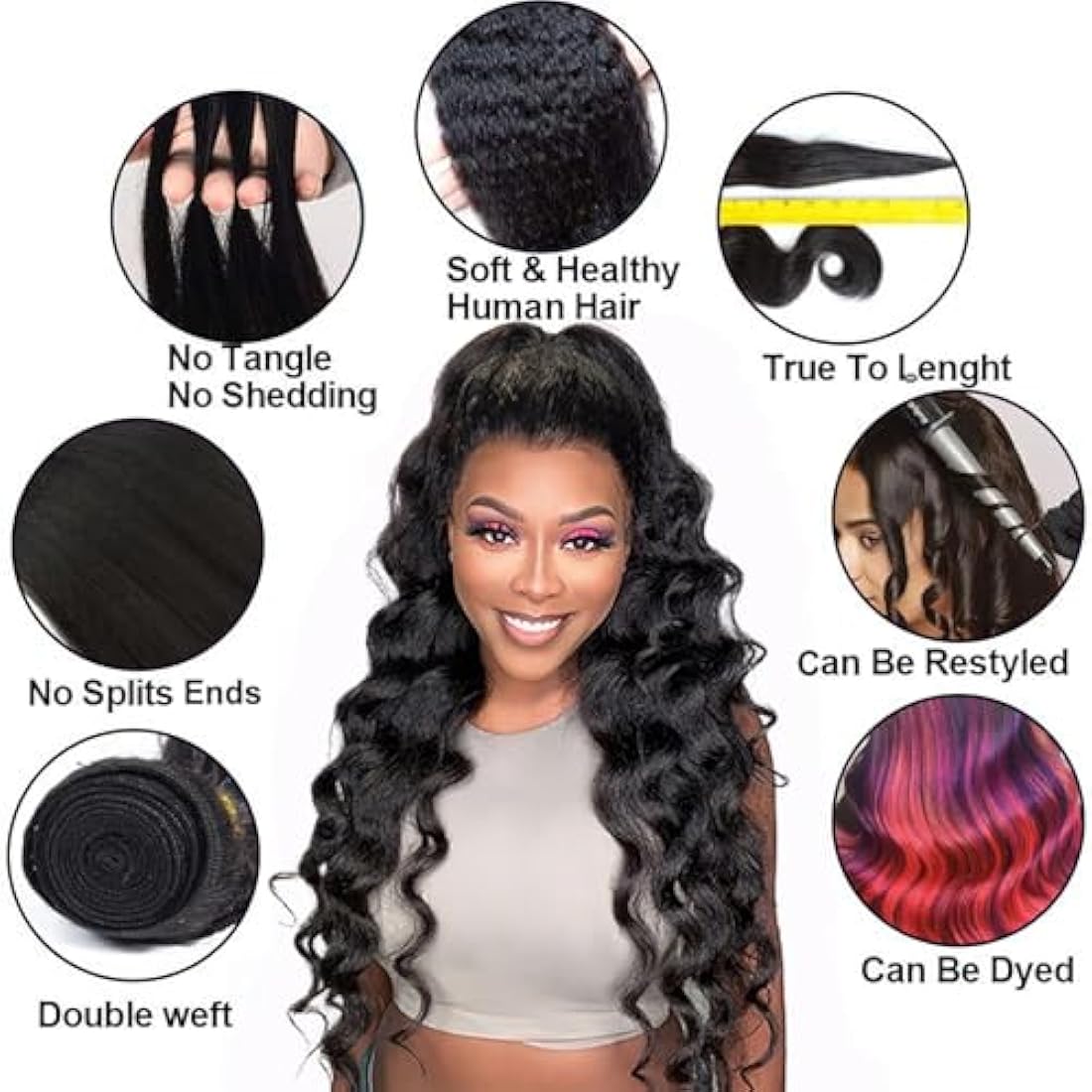 Vallbest Kinky Straight Bundles | 12A Brazilian Virgin Human Hair, 3 Pack