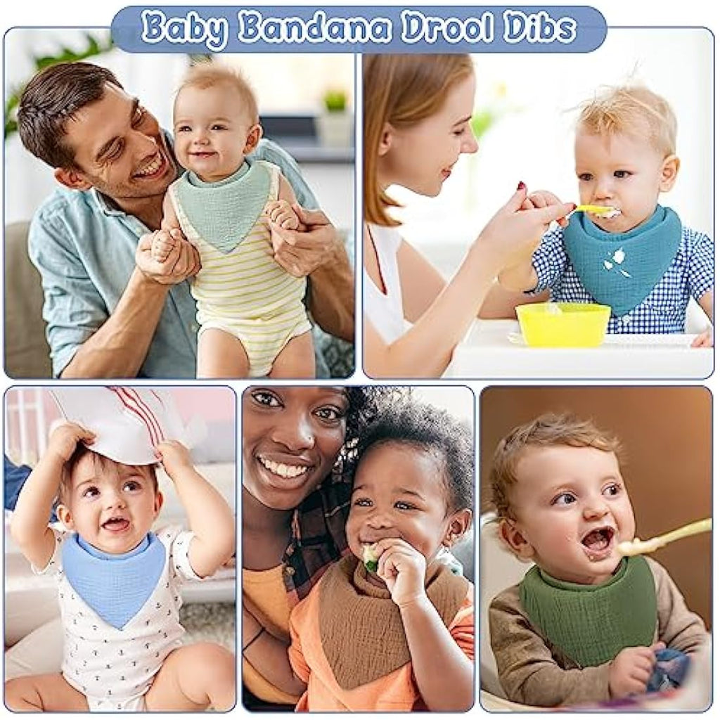 Yoofoss Muslin Baby Bibs | 10-Pack 100% Cotton Drool Bandana Bibs