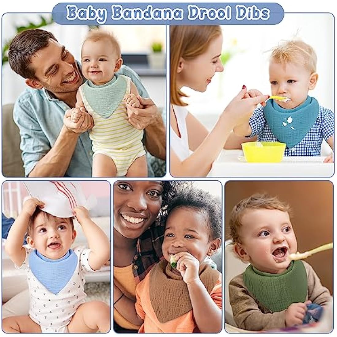 Yoofoss Muslin Baby Bibs | 10-Pack 100% Cotton Drool Bandana Bibs