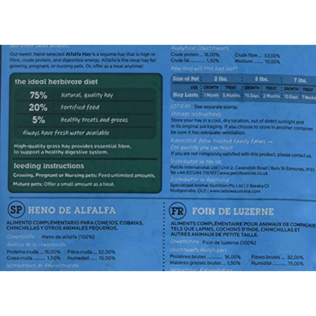 Oxbow Alfalfa Hay – High Protein Small Pet Food for Growth, 425 g