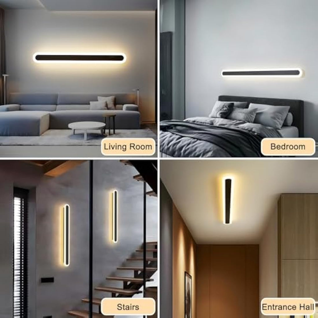 ZTWLEED 120CM LED Wall Light | 44W Tricolor Modern Interior Sconce - Black
