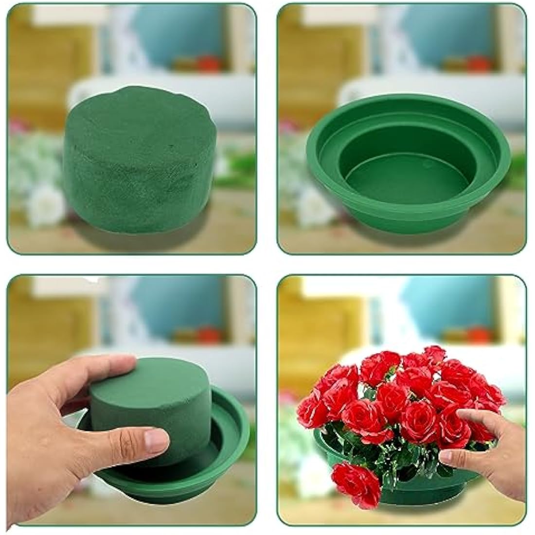 Jolof Store Round Floral Foam Bricks with Bowls for Flower Arrangements - 5PCS