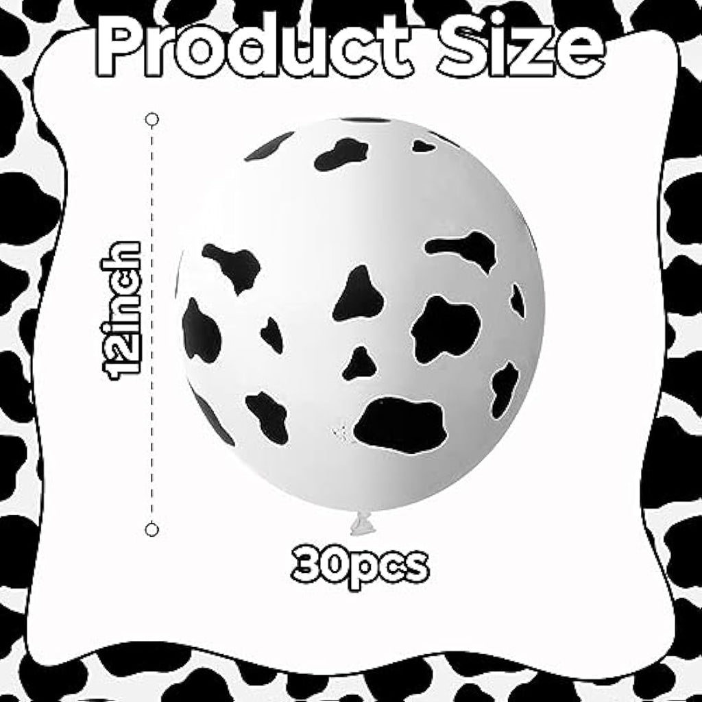 Cow Print Balloons | 30pc Black & White Latex Farm Party Decor