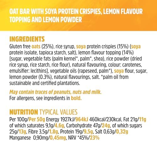 JB's Trek High Protein Lemon Flapjacks – Vegan & Gluten Free – 36 Pack