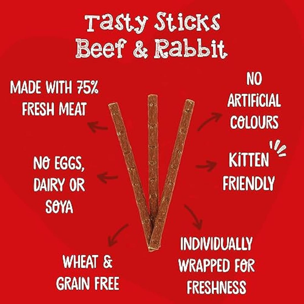 Webbox Tasty Sticks Cat Treats | Beef & Rabbit Grain Free (25 x 6 Packs)