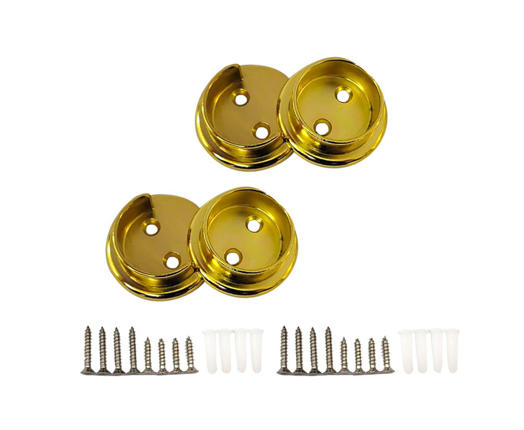 QCAA Heavy Duty Solid Metal Closet Rod Socket Set, 1-3/8'', Polish Brass, 2 Pair, Made In Taiwan - image 1