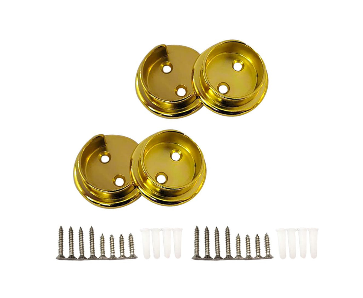 QCAA Heavy Duty Solid Metal Closet Rod Socket Set, 1-3/8'', Polish Brass, 2 Pair, Made In Taiwan - image 1