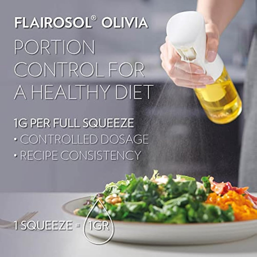 Flairosol Olivia Glass Oil Sprayer – Continuous Mist for Cooking, Golden Leaves