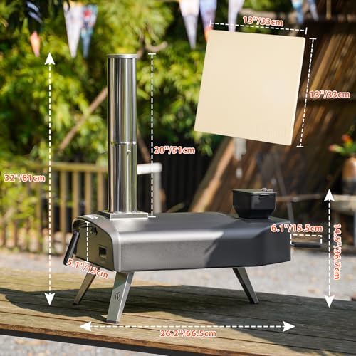 Mimiuo Portable Pellet Pizza Oven with Stone | Outdoor Wood-Fired Maker