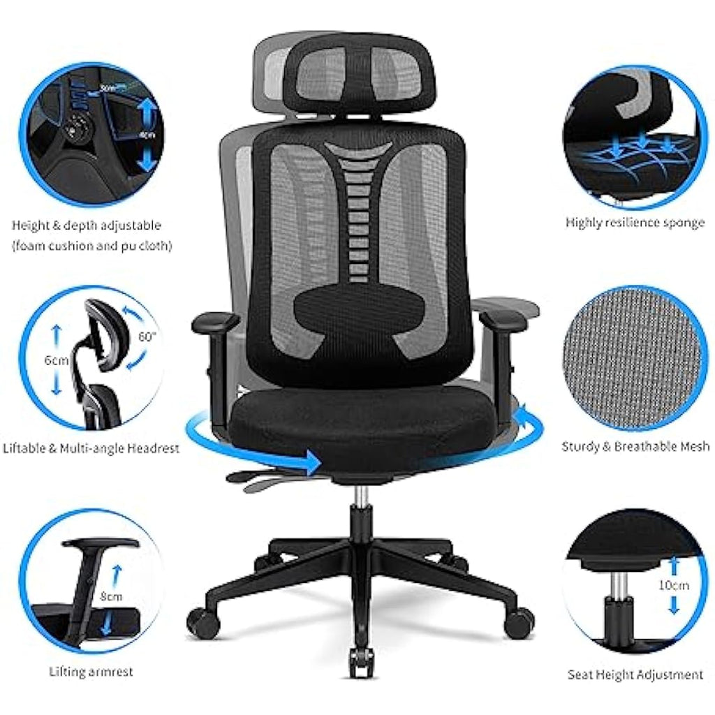 Magic Life Ergonomic Office Chair – Adjustable Lumbar & 3D Headrest