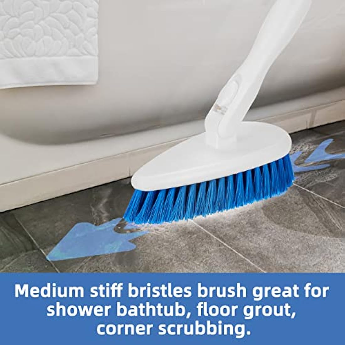 Qaestfy Shower Scrubber with 51'' Long Handle | 180° Swivel Head Brush