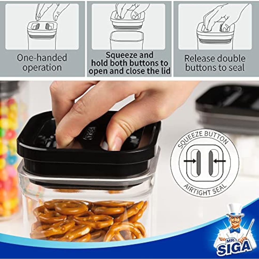 MR.SIGA 6-Piece Airtight Food Storage Container Set | BPA Free Stackable