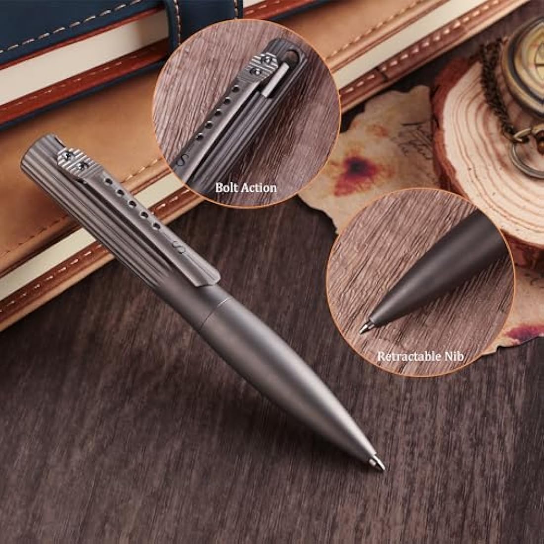 SMOOTHERPRO Titanium Bolt Action Pen | Wide Grip EDC Ballpoint - Black