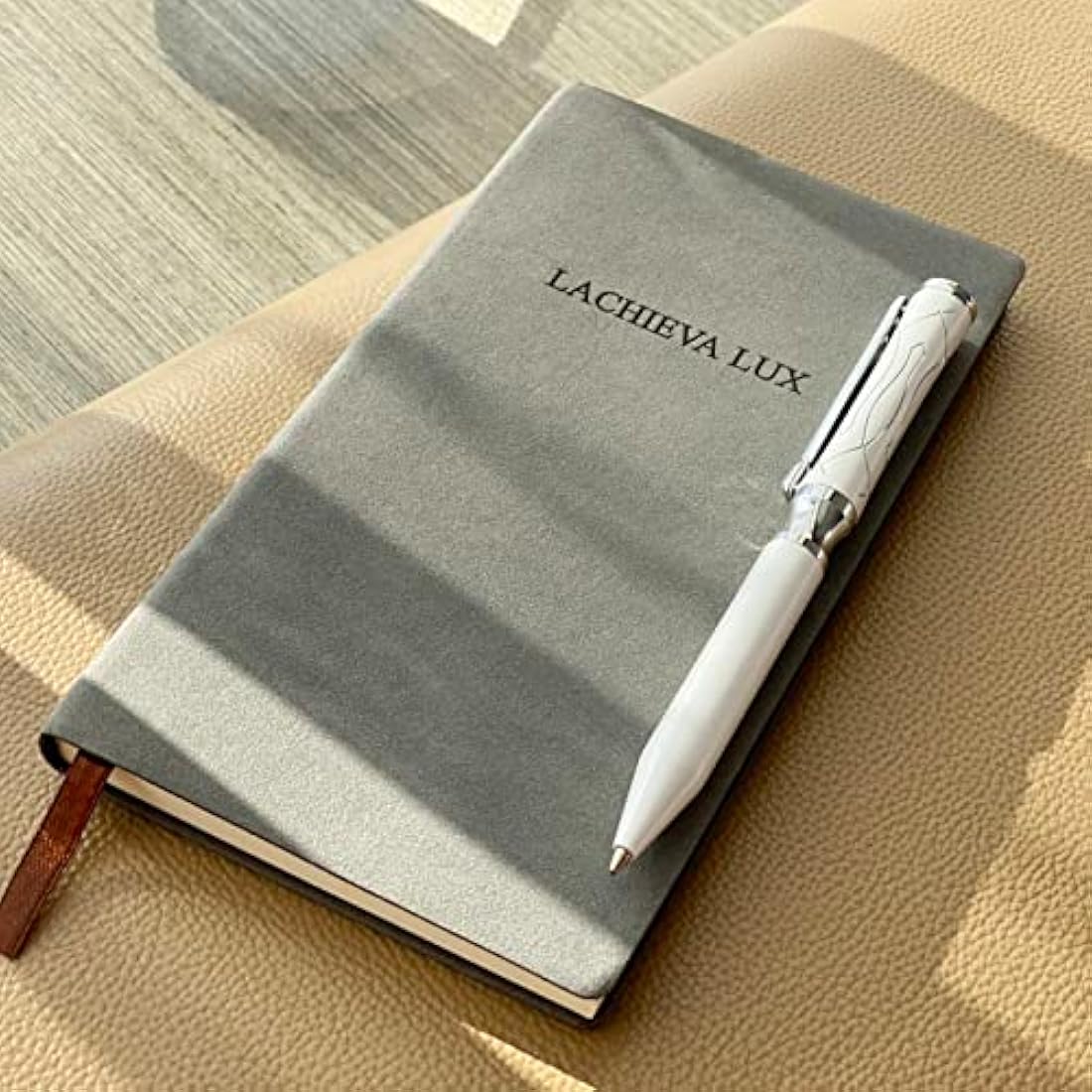 LACHIEVA LUX Pearl White Crystal Executive Ballpoint Pen with Gift Box
