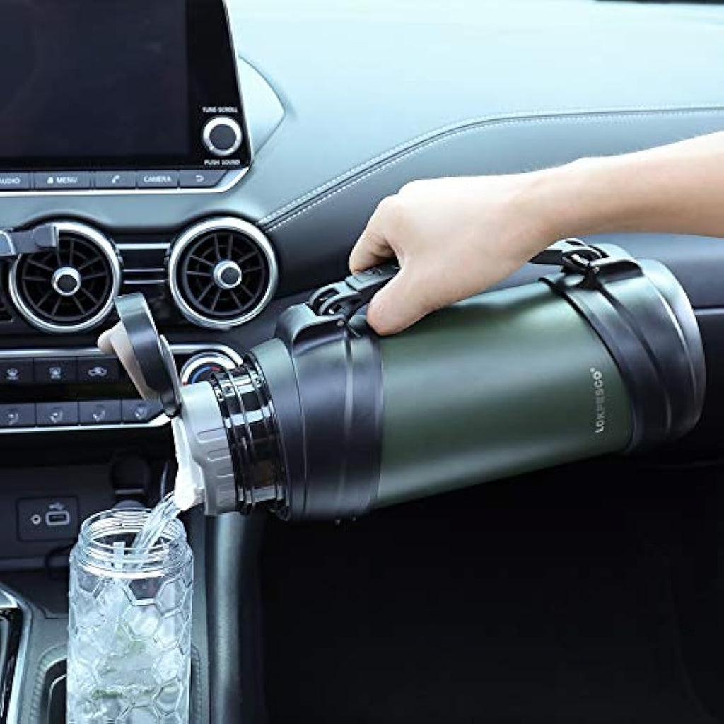 LOKPESCO 2L Stainless Steel Vacuum Insulated Flask with 2 Cups