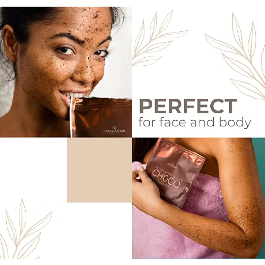 COCOSOLIS Coffee Scrub Set | 4-Pack Organic Face & Body Exfoliator (280g)