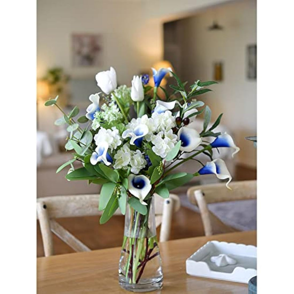 FiveSeasonStuff Real Touch Calla Lilies – 10 Stems White & Blue Bouquet