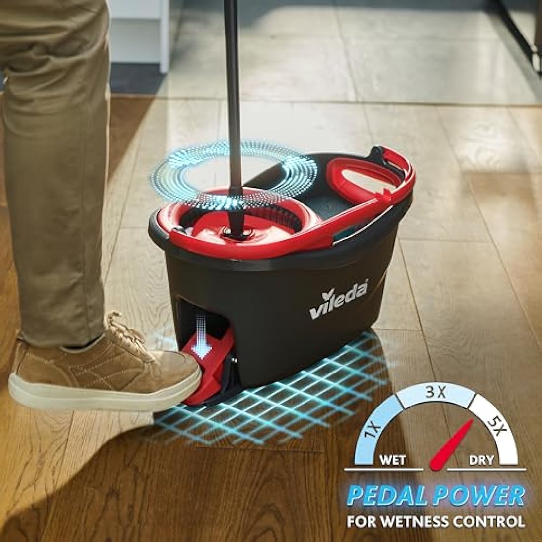 Vileda Turbo Microfibre Spin Mop and Bucket Set | Hands-Free Floor Cleaner