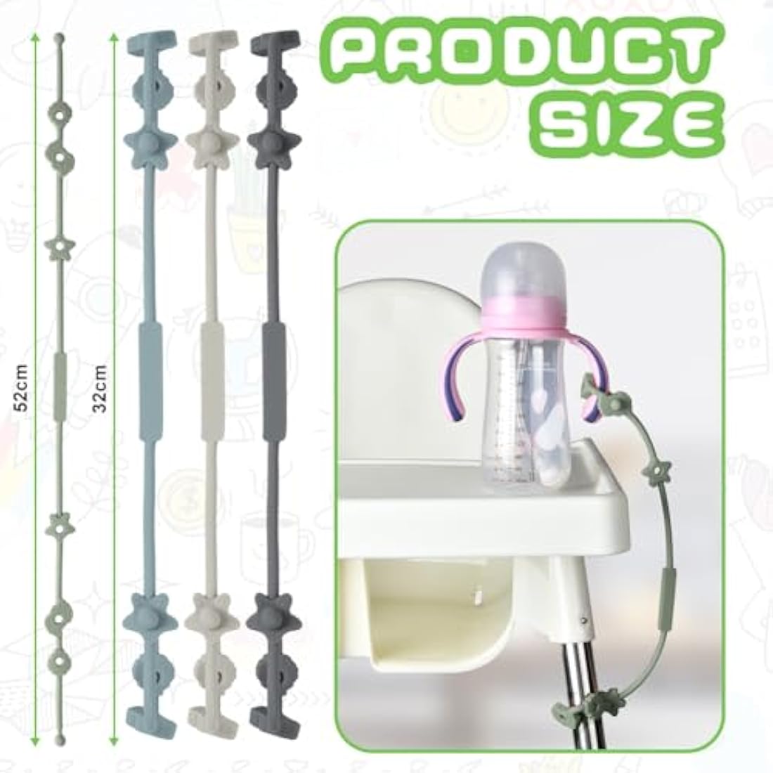 Vicloon 4Pcs Silicone Toy Safety Straps | Food Grade Pacifier Clips
